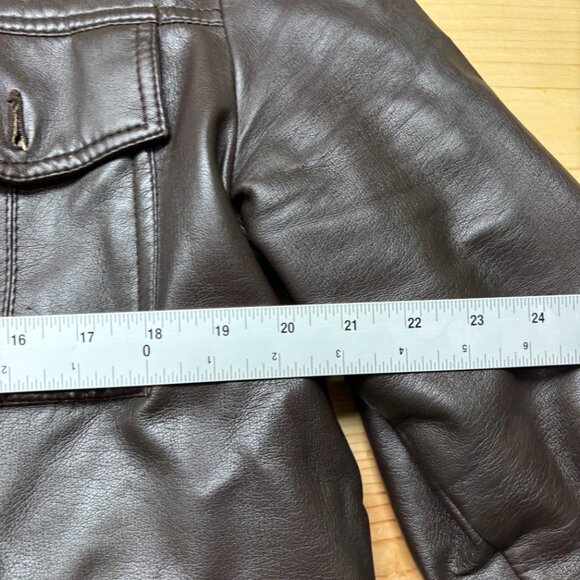 Vintage Kentfield Jacket Mens 42 Brown Sherpa Lined Faux Leather Coat 80s - Picture 7 of 15